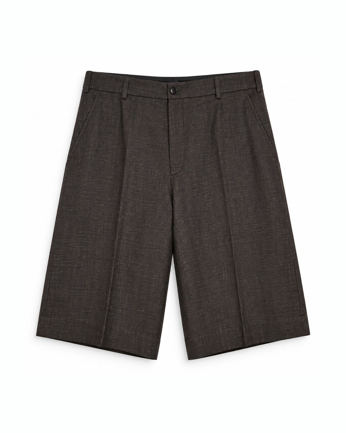 Pintuck Bermuda Short — Brown